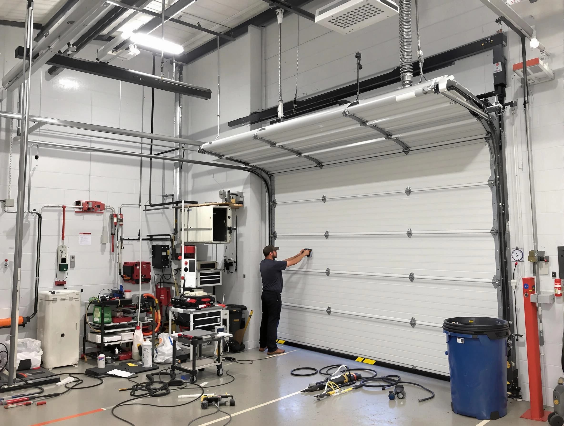 Colonial Beach Garage Door Repair certified technician performing commercial door repair at a Colonial Beach business facility