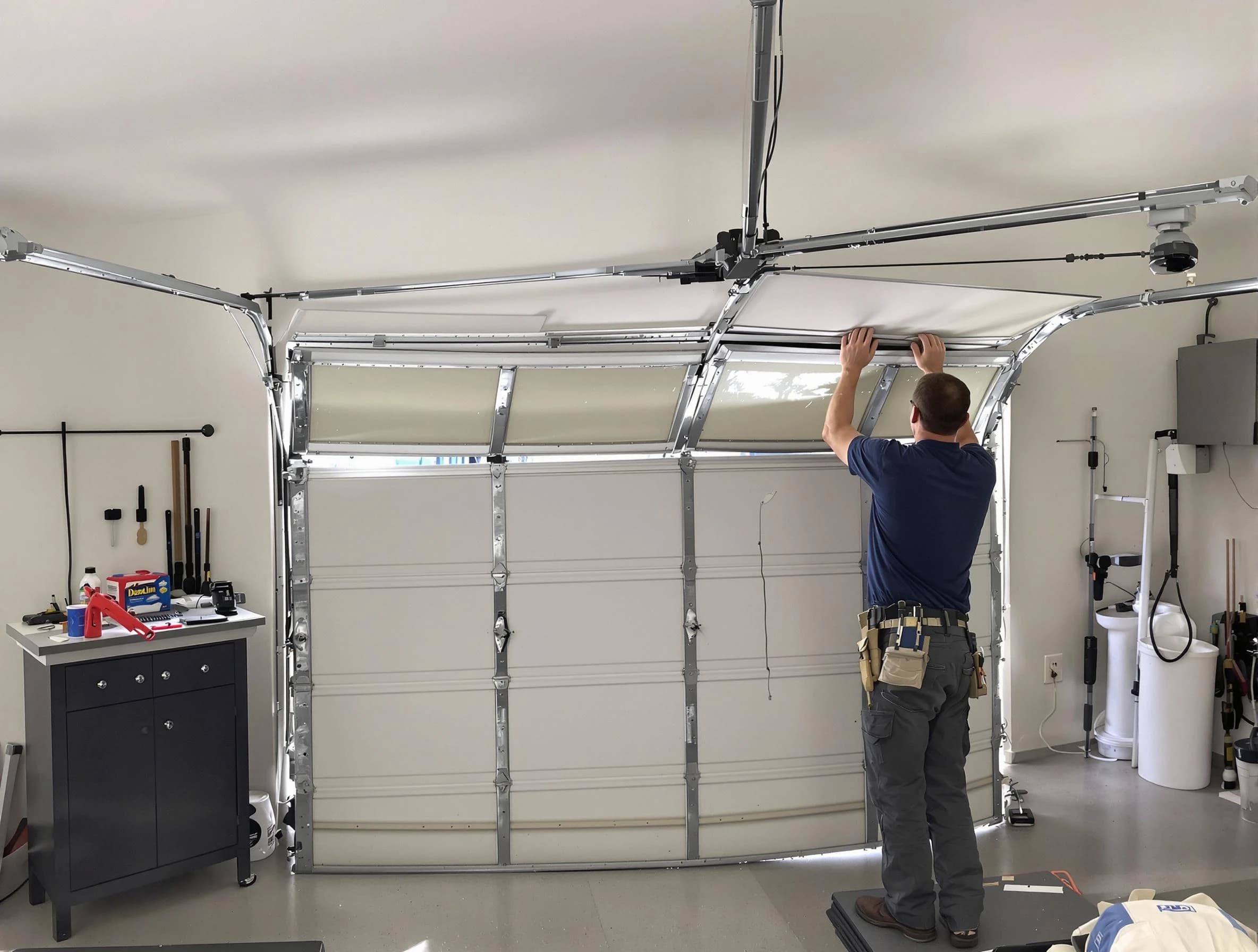 Colonial Beach Garage Door Repair specialist performing precise section replacement on Colonial Beach garage door