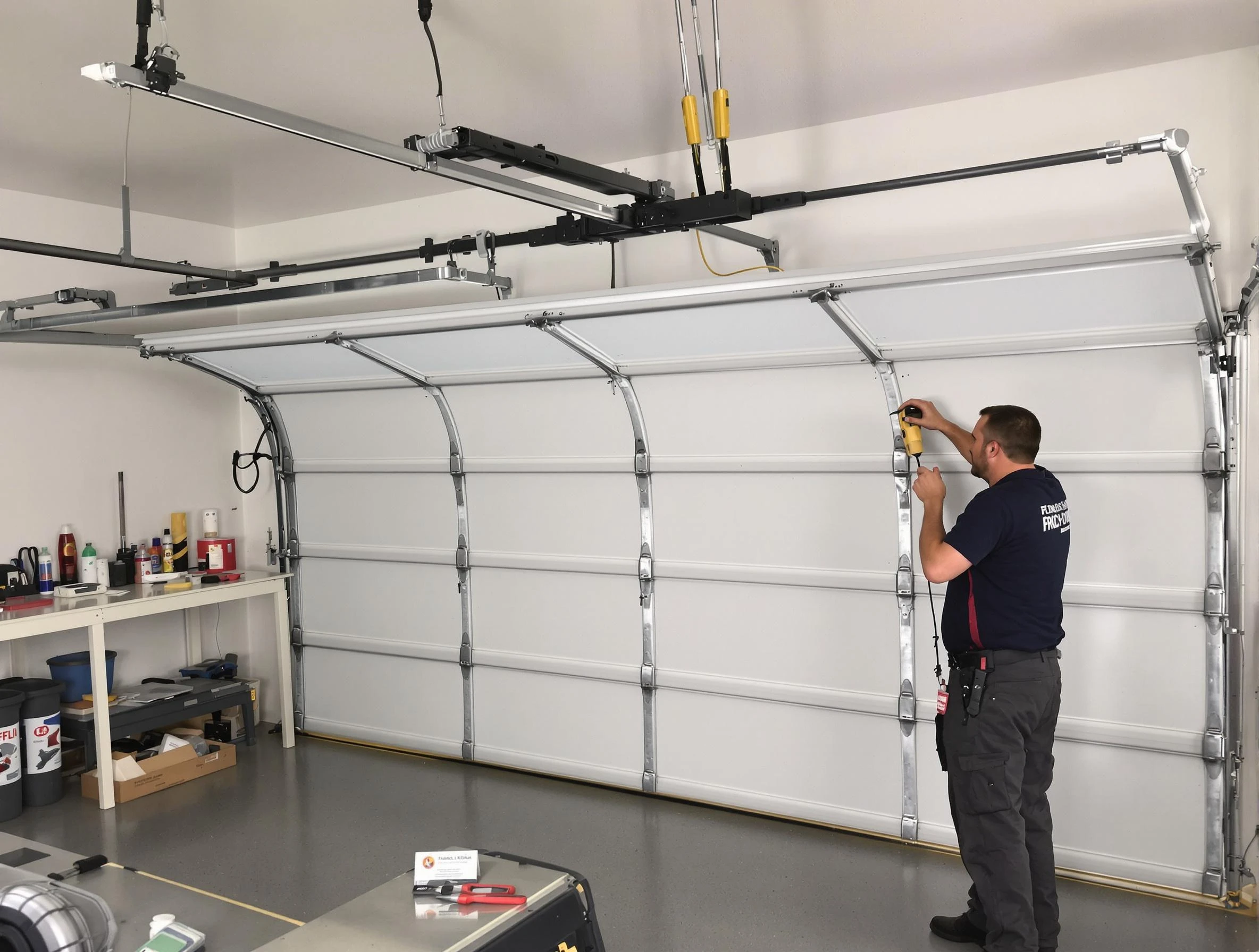 Colonial Beach Garage Door Repair certified technician performing overhead door system repair in Colonial Beach
