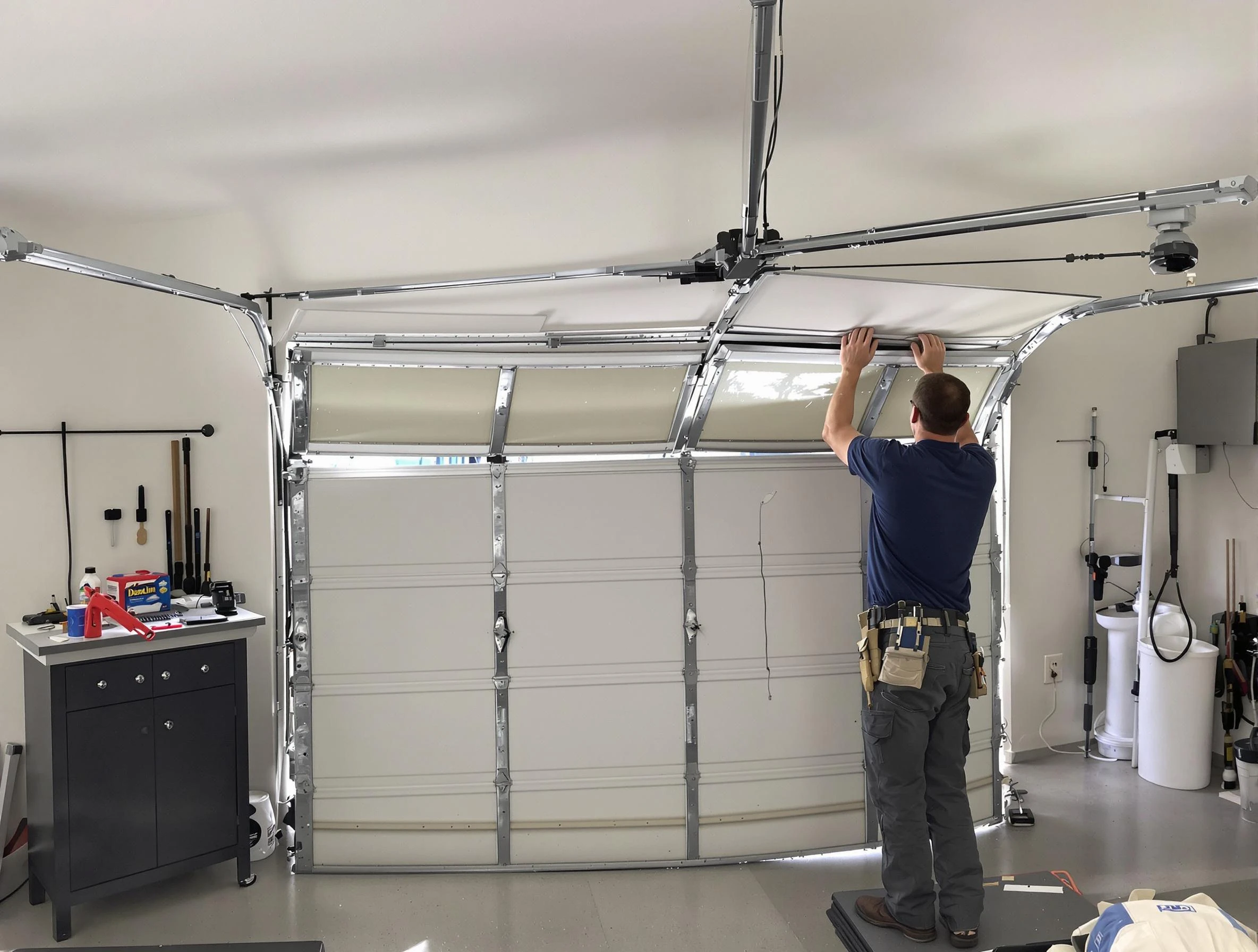 Colonial Beach Garage Door Repair specialist performing precise section replacement on Colonial Beach garage door